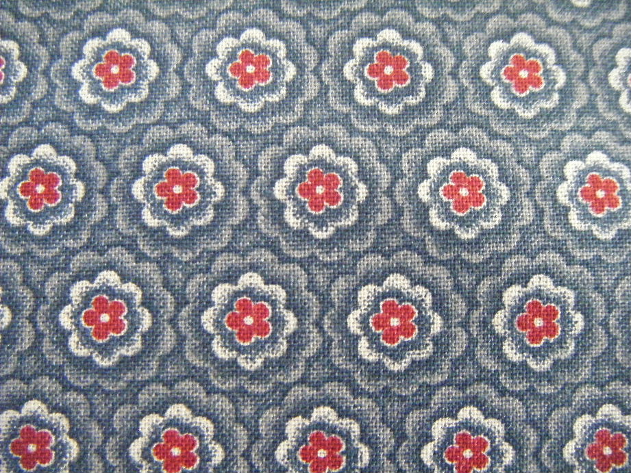 Blue, Grey with Dark Red Rosettes - Click Image to Close